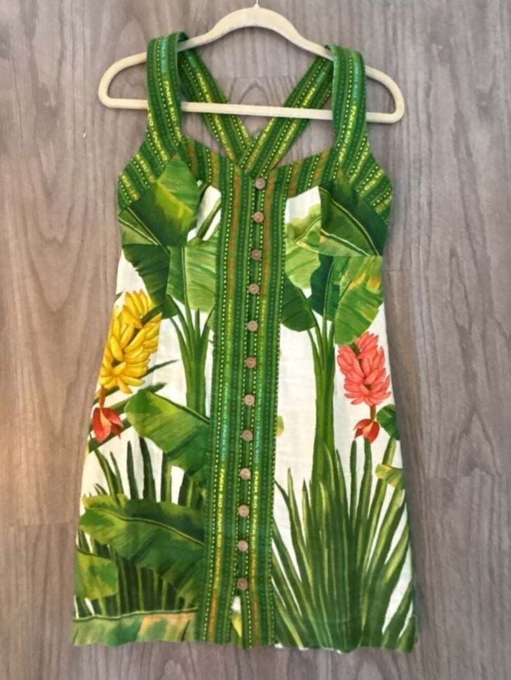 FARM Rio Fresh Forest Scarf Linen Mini Dress Size Small